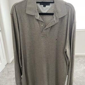 Tommy Hilfiger Gray Long Sleeve Polo Shirt Size Large